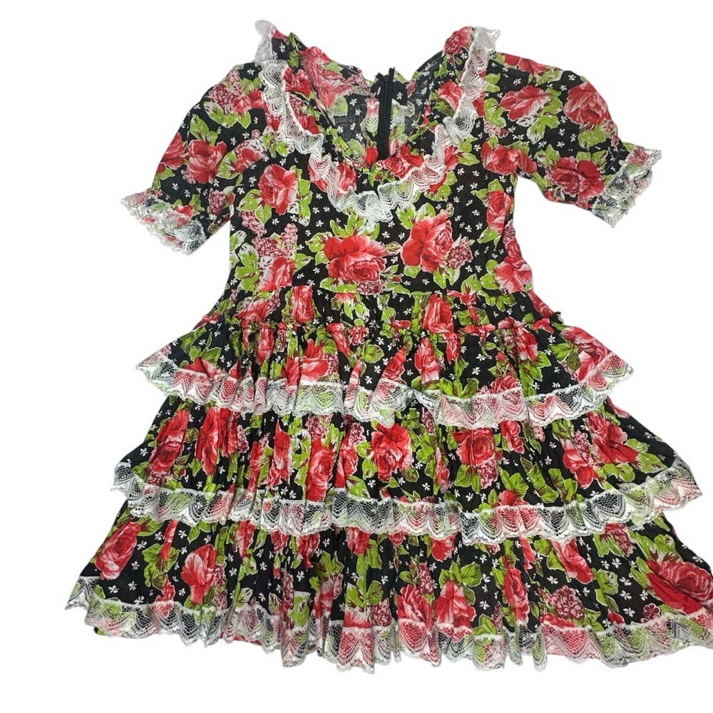 Vintage Unbranded Floral Ruffle Mini Dress app m